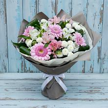 Букет цветов из:  Герберы, Альстромерии и Хризантемы в Заполярном Мурманской области