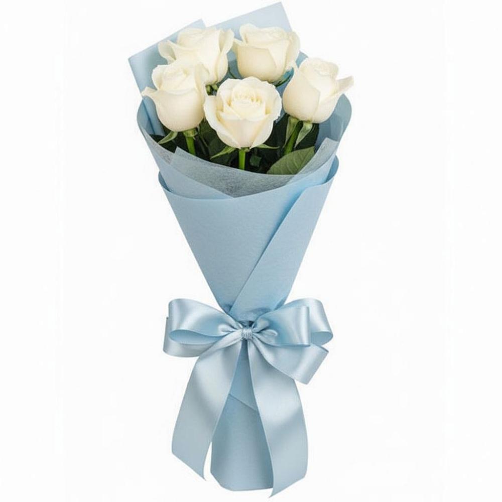 Букет 5 Белых роз Проуд в Заполярном Мурманской области