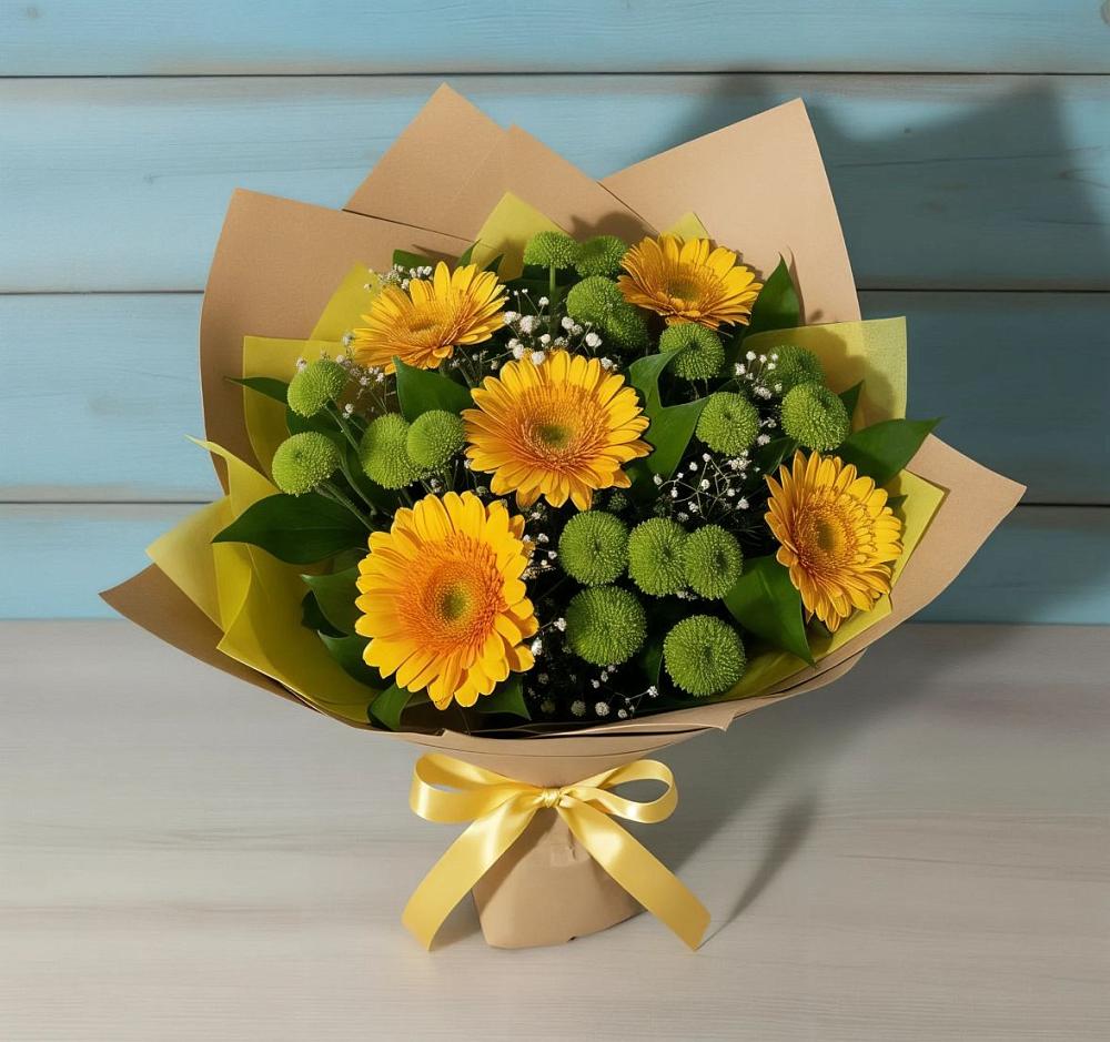 Букет цветов из: Герберы и Хризантемы в Заполярном Мурманской области