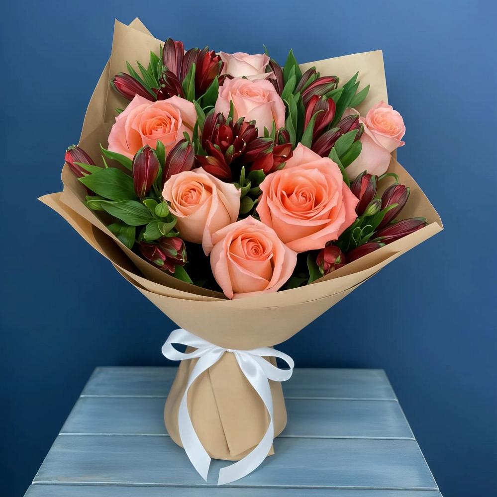 Букет цветов из: Розы и Альстромерии в Заполярном Мурманской области