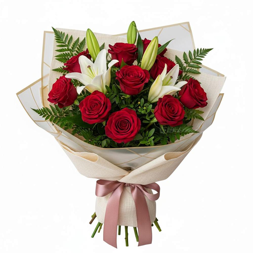 Букет цветов из: Лилии и Розы в Заполярном Мурманской области