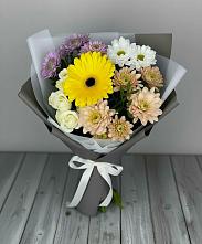 Букет цветов из:  Розы, Герберы и Хризантемы #REPLACE_PRED# Заполярном Мурманской области