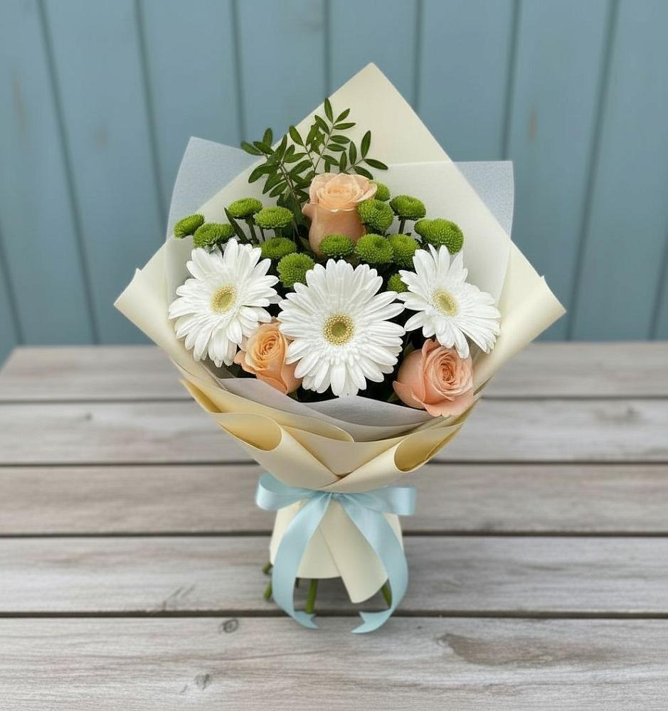 Букет цветов из: Герберы, Розы и Хризантемы в Заполярном Мурманской области
