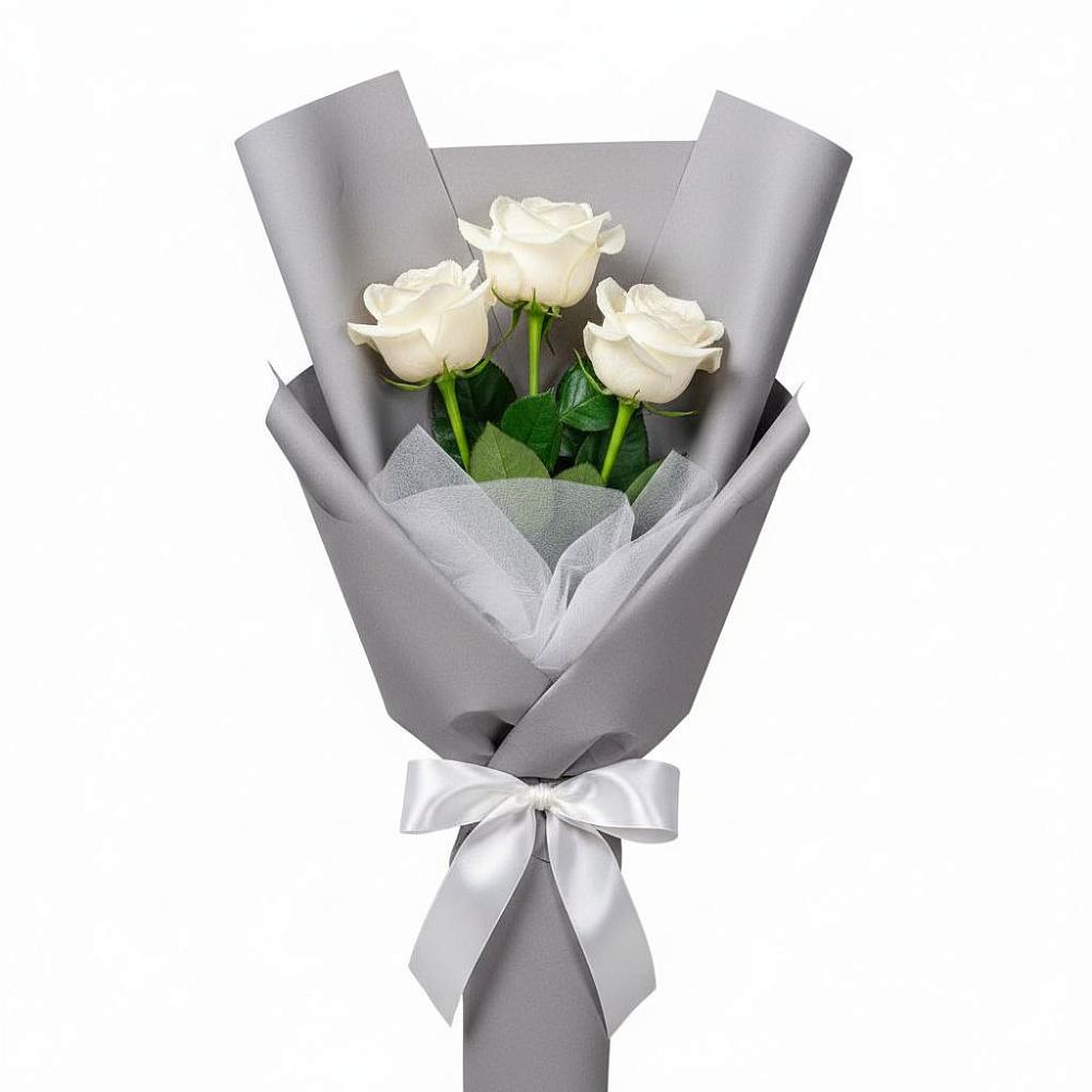 Букет 3 белые розы в Заполярном Мурманской области