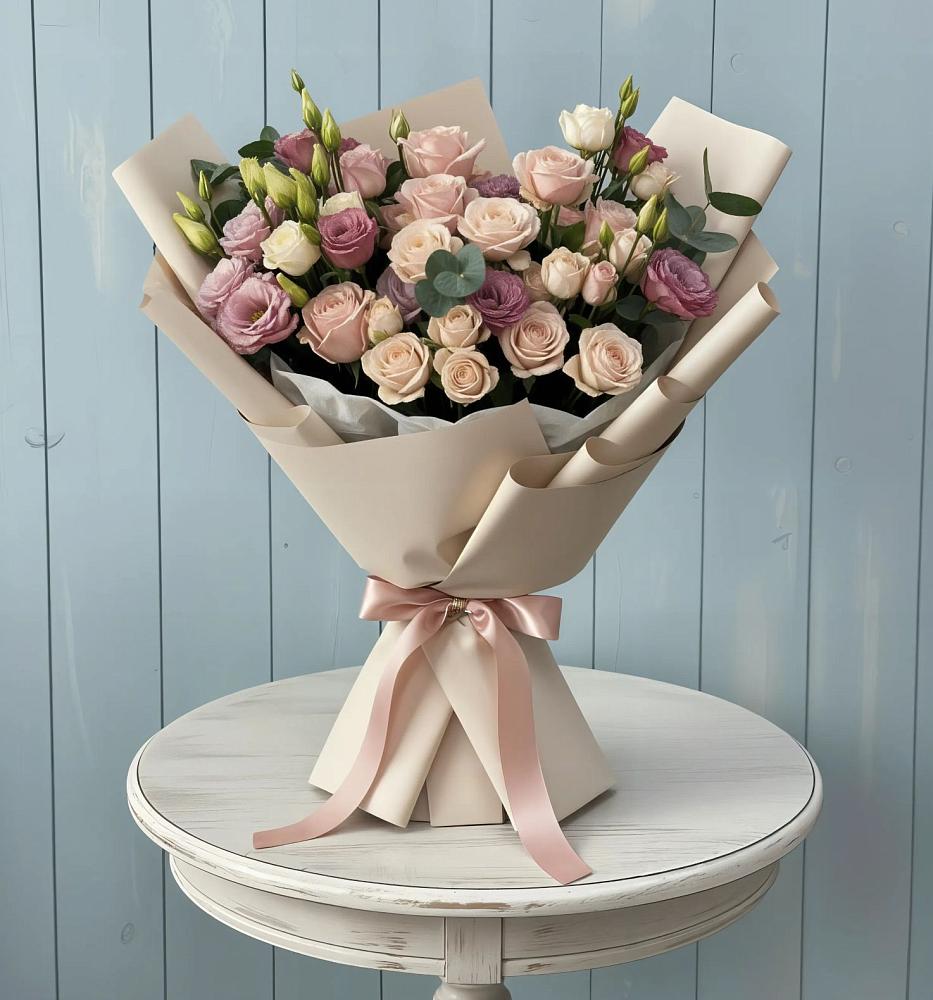 Букет цветов из: Розы и Лизиантусы в Заполярном Мурманской области