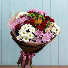 Букет цветов из:  Розы, Хризантемы и Альстромерии #REPLACE_PRED# Заполярном Мурманской области