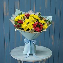 Букет цветов из:  Альстромерии и Хризантемы в Заполярном Мурманской области